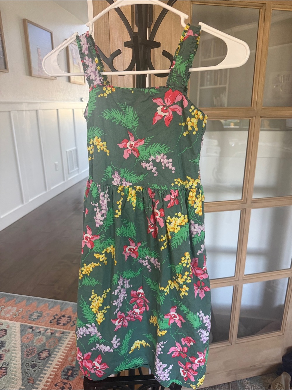 GAP Green Sundress with Pink & Yellow Floral Print